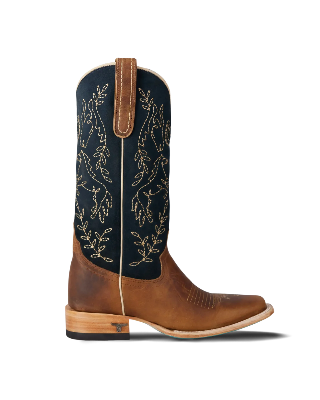 Lane Boots: Bridlewood Square Toe Leather Cowboy Boots in the colour Desert Clay and Navy - Texas Western New Zealand