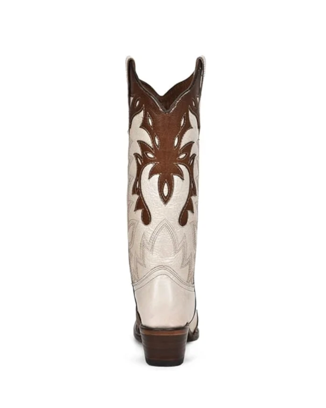 Circle G: Womans leather cowboy boots in the colour cream, with brown western overlay details - Texas Western New Zealand