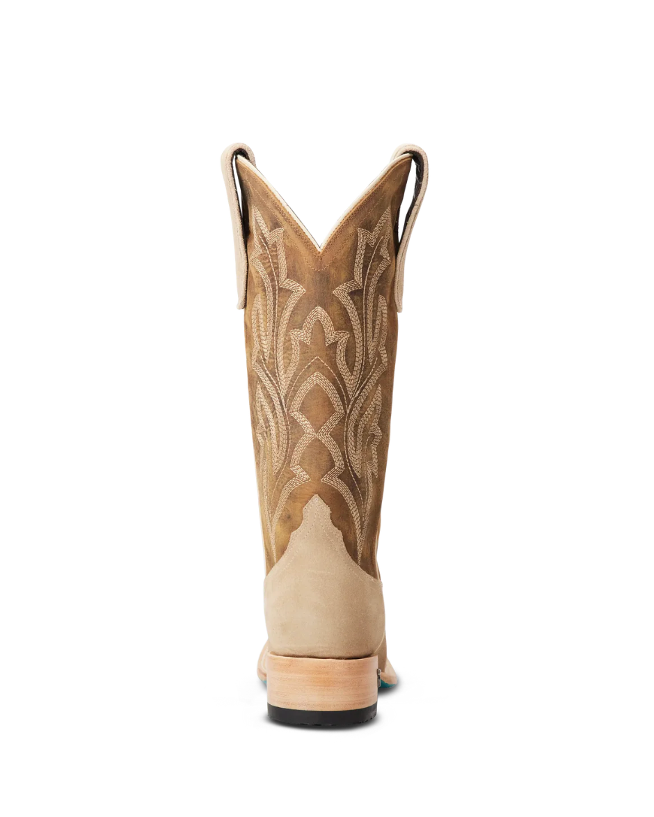Lane Boots: Womans Classic Leather Square Toe Cowboy Boot -in the colour Latte Suede and Burnt Caramel - Texas Western New Zealand