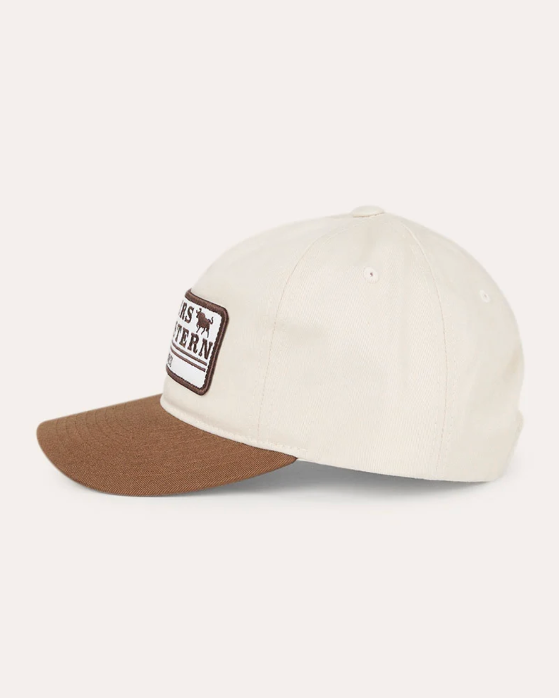 Ringers Western: The Original Roadhouse Cap in the colour Bone/Brown featuring an embroidery patch on the front - Texas Western Apparel