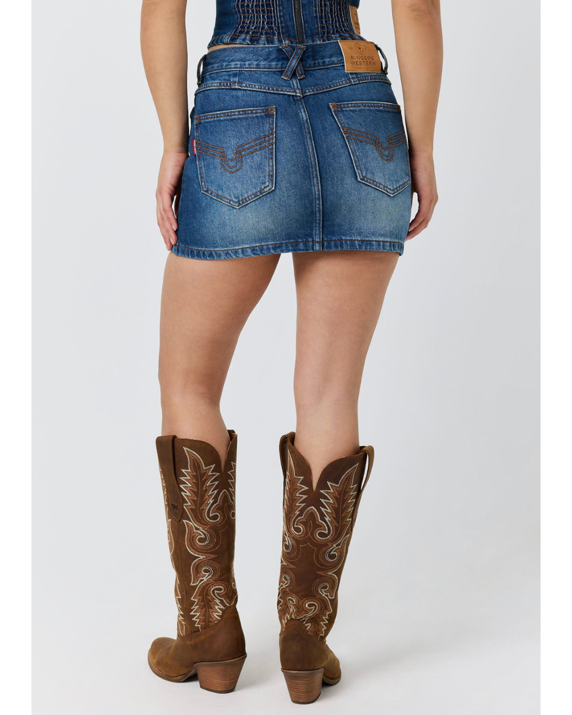 Ringers Western: Womans Denim mini Skirt in Classic Blue - Texas Western Apparel New Zealand