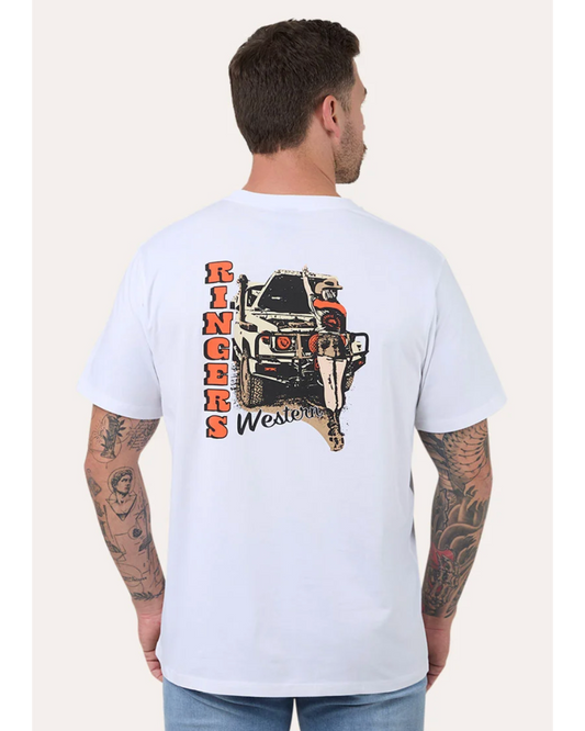 Ringers Western: Mens 100% Cotton Tee Shirts with a western graphic on the back - Texas Western Apparel New Zealand