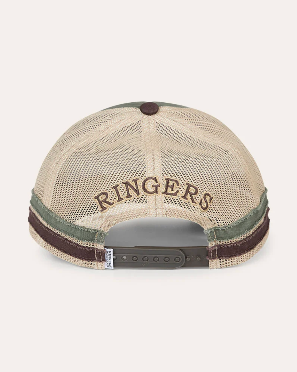 Ringers Western: 100% Cotton Worn Out Deep Fit Trucker Hat in Army Green and Chocolate Brown with a "Ringers" patch on the front - Texas Western Apparel New Zealand 