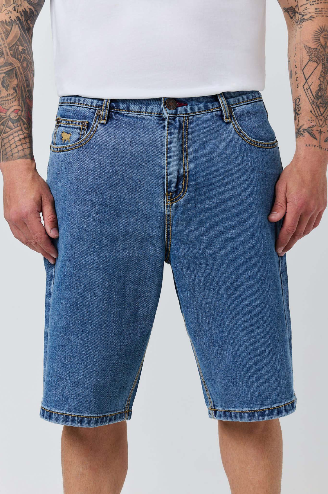 Ringers Western: Mens 100% Cotton knee length denim shorts in classic blue - Texas Western New Zealand