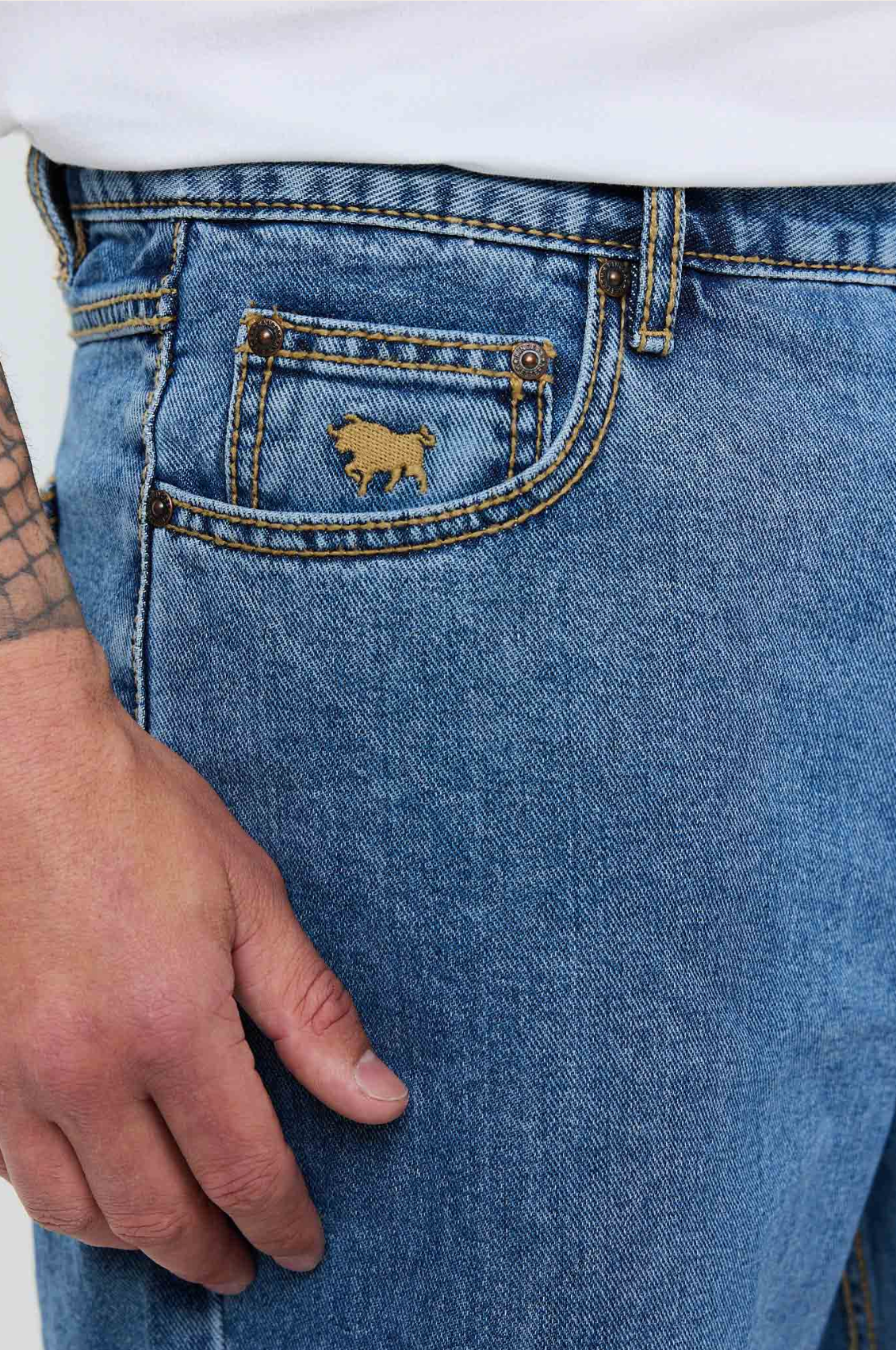 Ringers Western: Mens 100% Cotton knee length denim shorts in classic blue - Texas Western New Zealand
