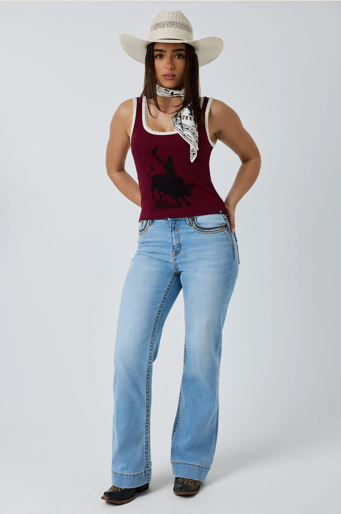 Ringers Western: Womans Ridin' Dirty Rib Scoop Neck Tank