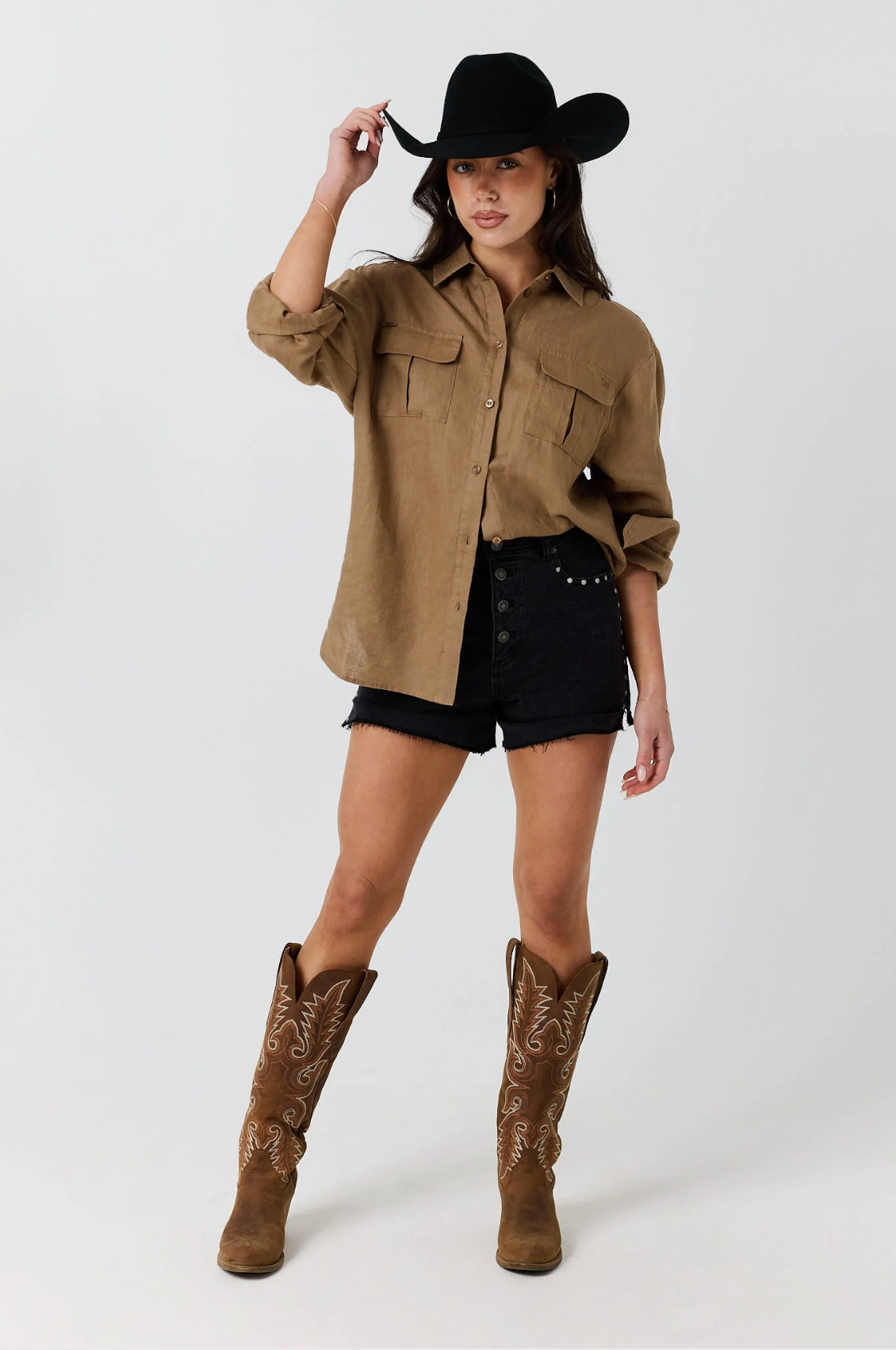 Ringers Western: Womans Roxy Studded Denim Shorts - Texas Western New Zealand