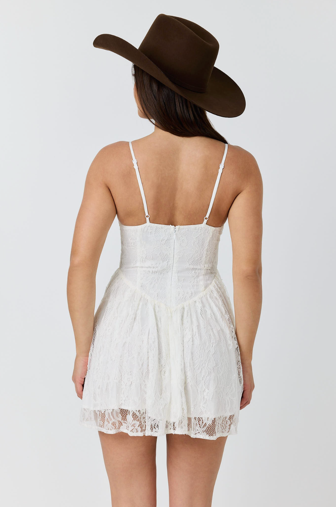 Ringers Western: Womans shirred lace mini dress in the colour white - Texas Western New Zealand