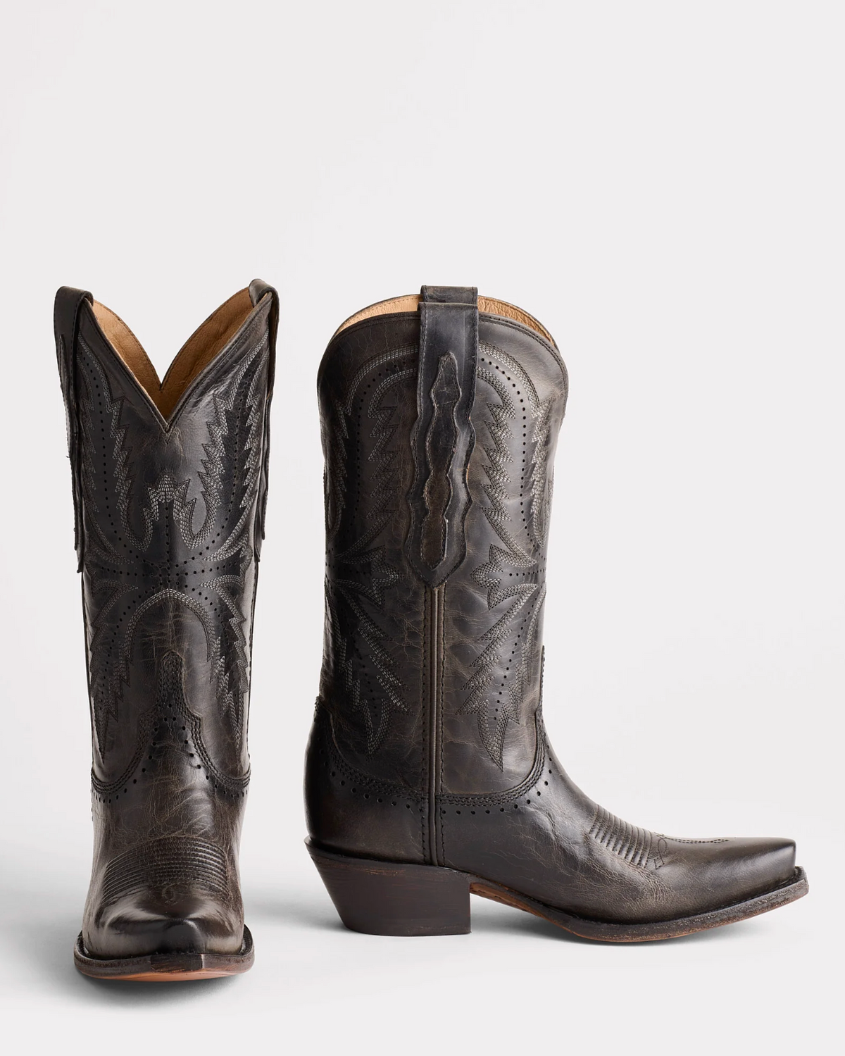 Lucchese: Womans "Marcella" Leather Cowboy Boots in Chocolate with western stitching - Texas Western New Zealand