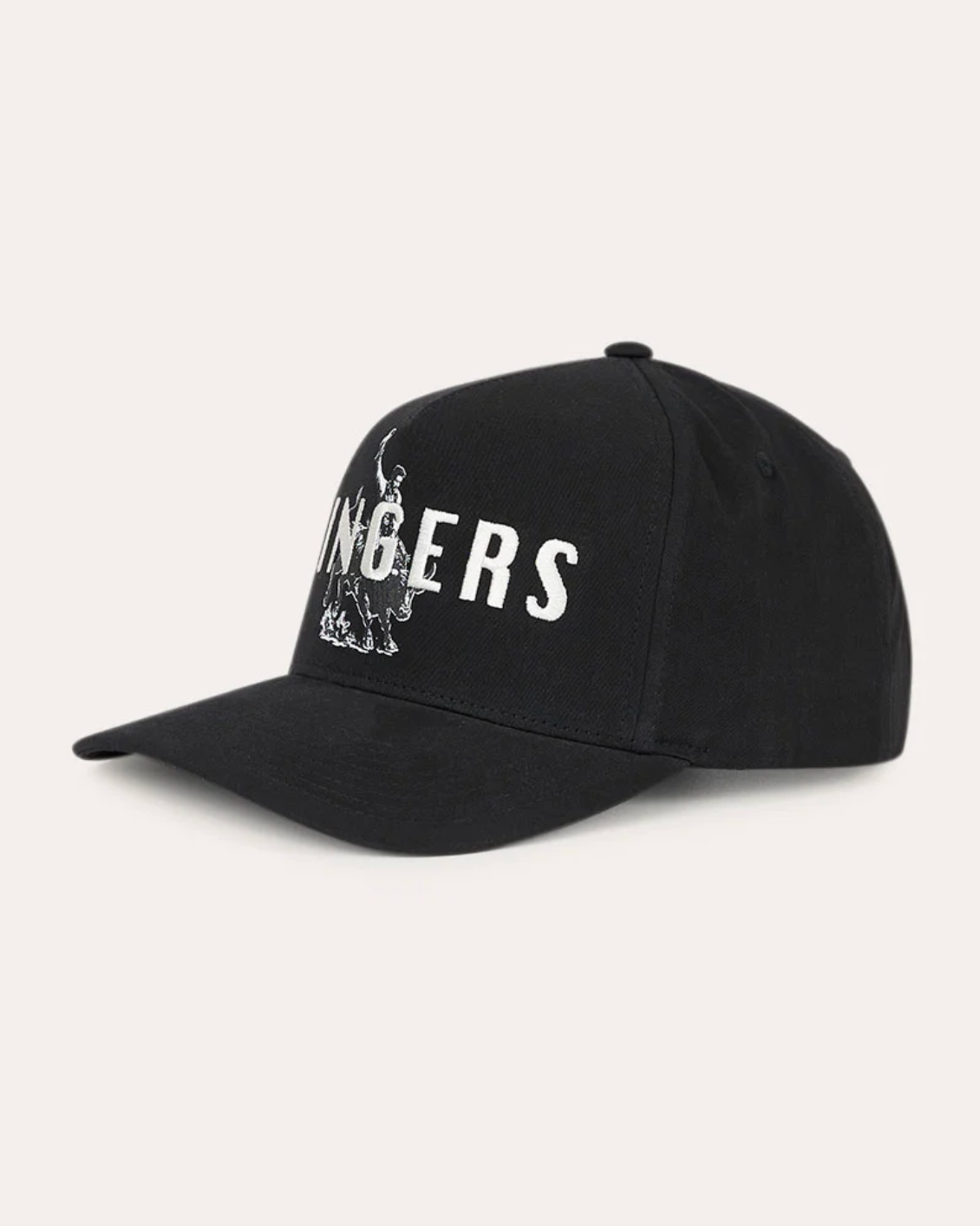 Ringers Western: Black baseball cap with a bull rider on the front - Texas Western New Zealand