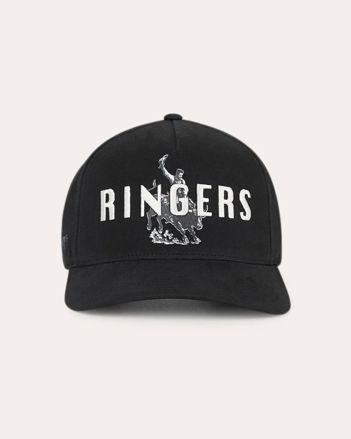 Ringers Western: Black baseball cap with a bull rider on the front - Texas Western New Zealand