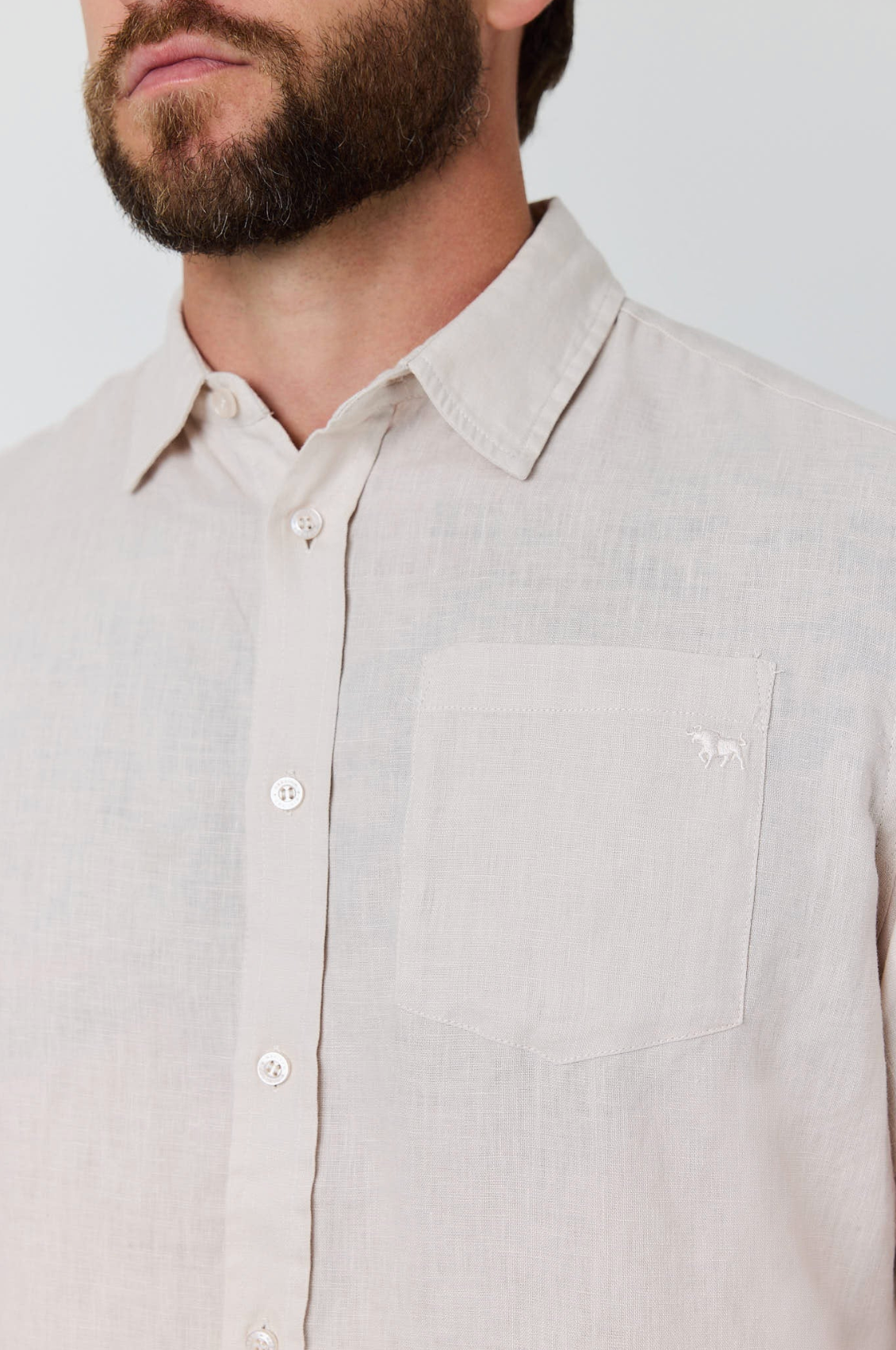 Ringers Western: Mens 100% Linen full button shirt shirt in the colour sand - Texas Western New Zealand 