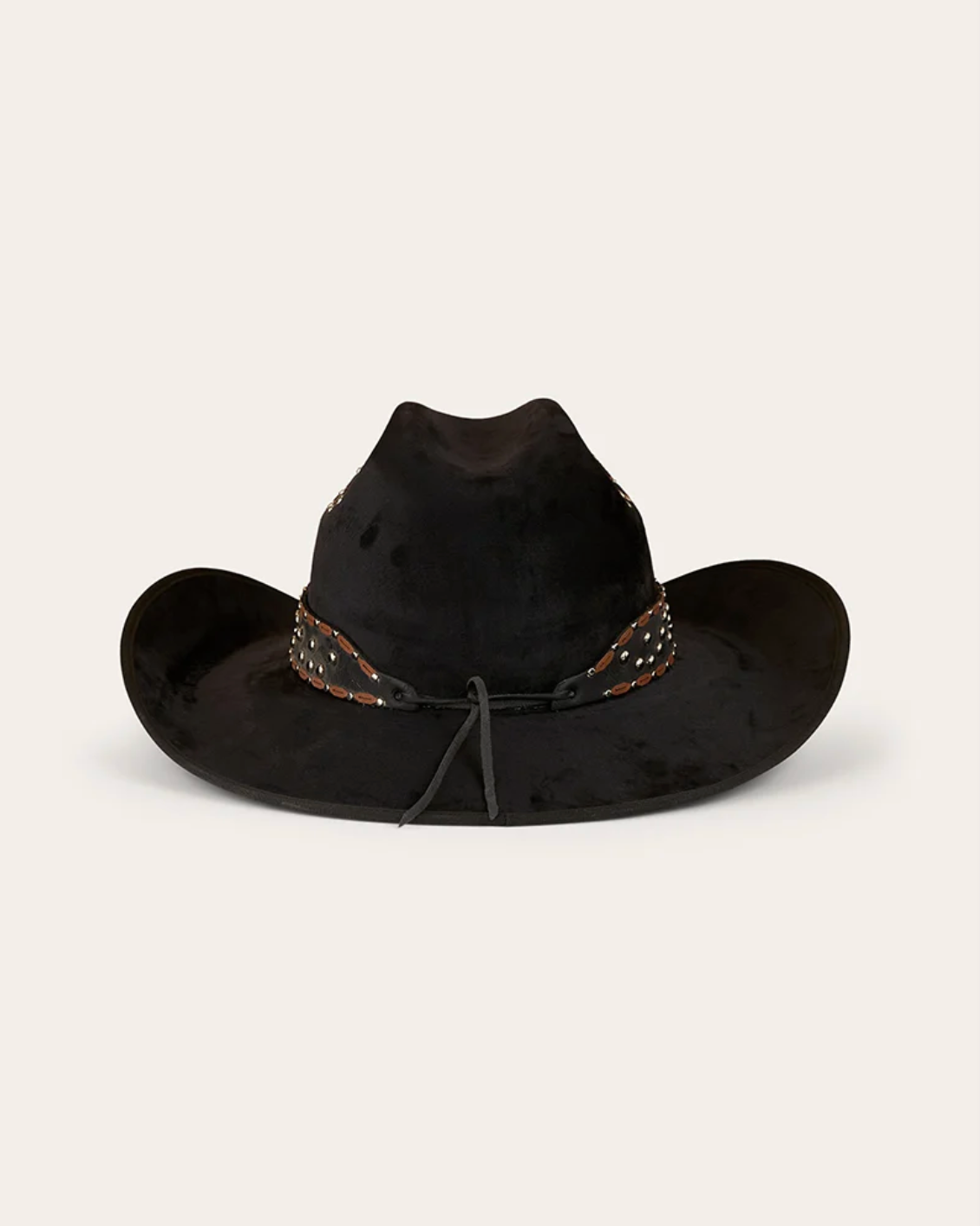 Ringers Western: "Kassidy" Cowboy hat made from finopel velour in the colour black with decretive studs in silver and turquoise - Texas Western Apparel New Zealand