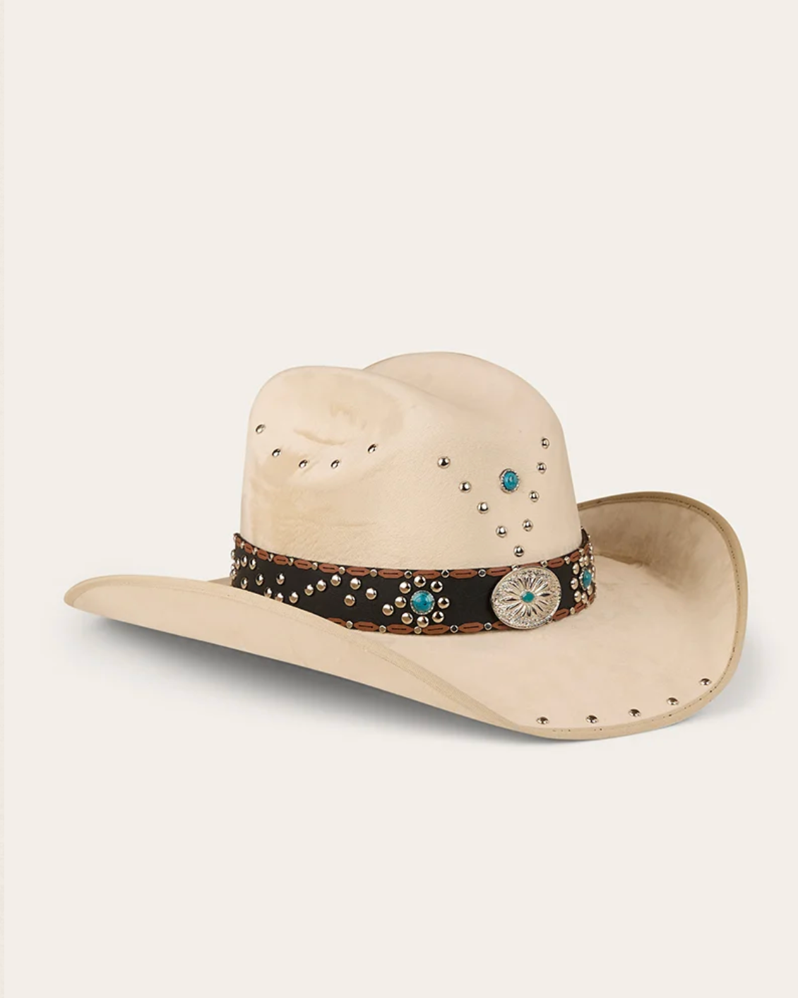 Ringers Western: "Kassidy" Cowboy hat made from finopel valour in the colour silverbelly/cream with a western hat band - Texas Western Apparel New Zealand