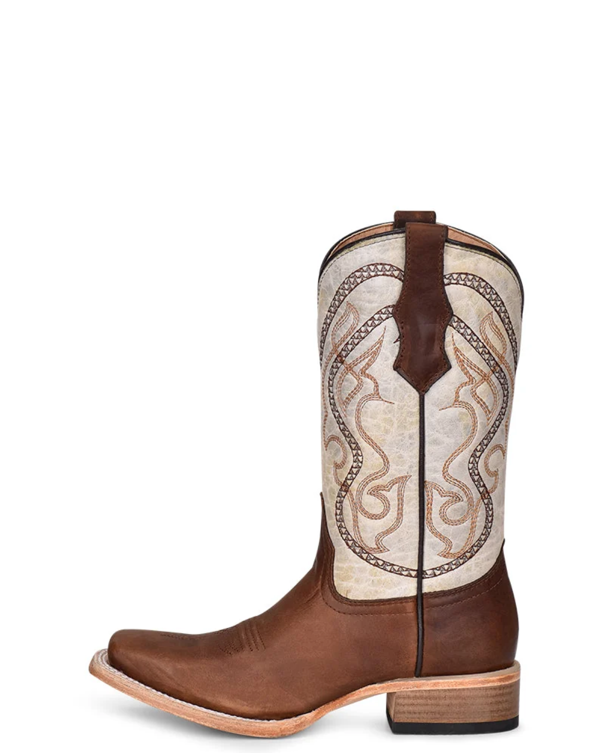 Circle: Youth/Womans Leather Cowboy boots in the colourway bone/brown - Texas Western Apparel New Zealand