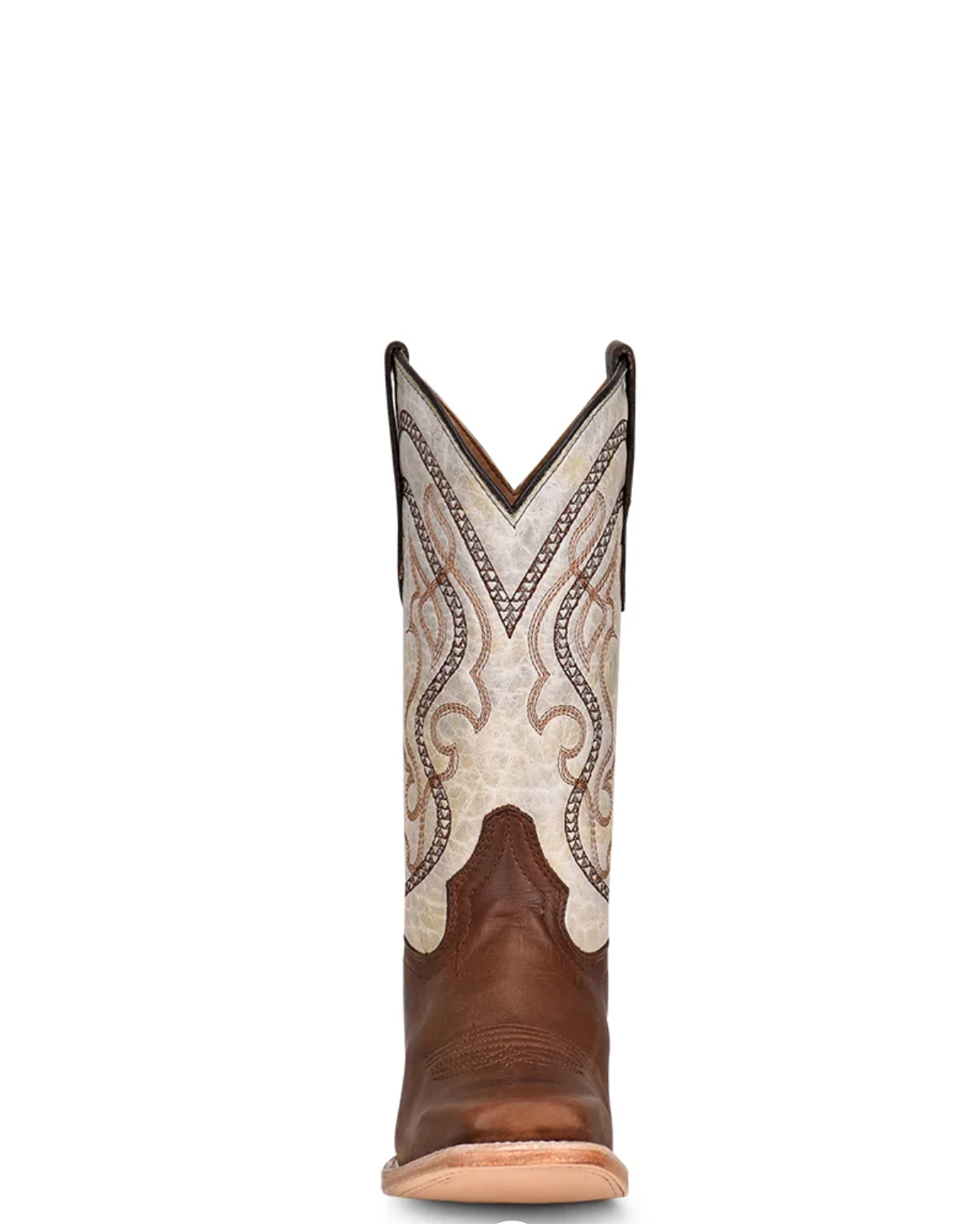 Circle: Youth/Womans Leather Cowboy boots in the colourway bone/brown - Texas Western Apparel New Zealand
