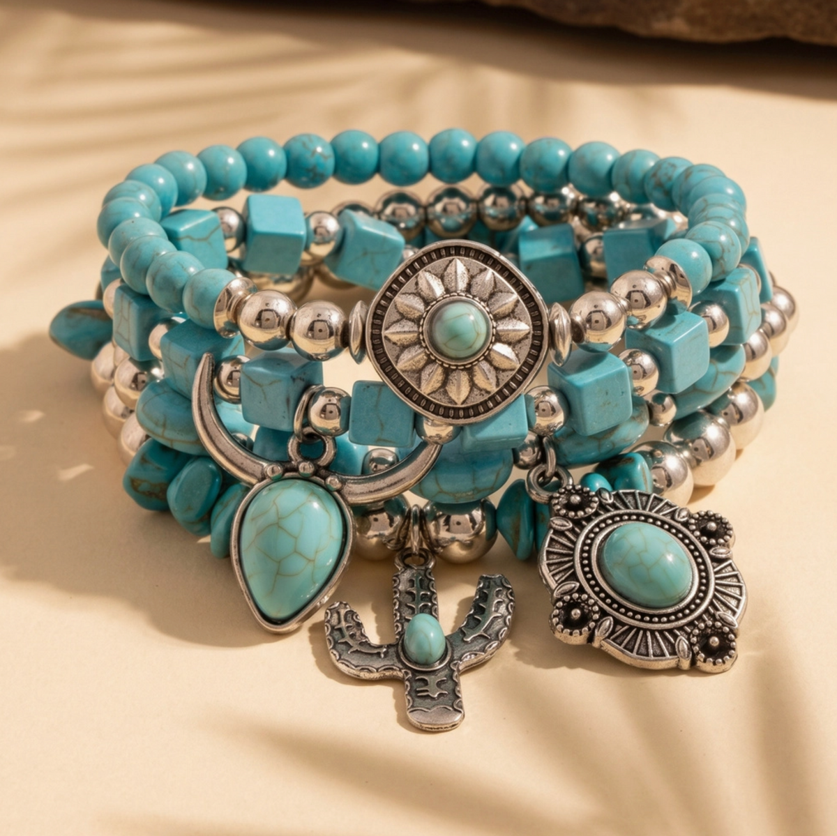 Anarchy Street: Turquoise Concho & Cactus Bracelet Set