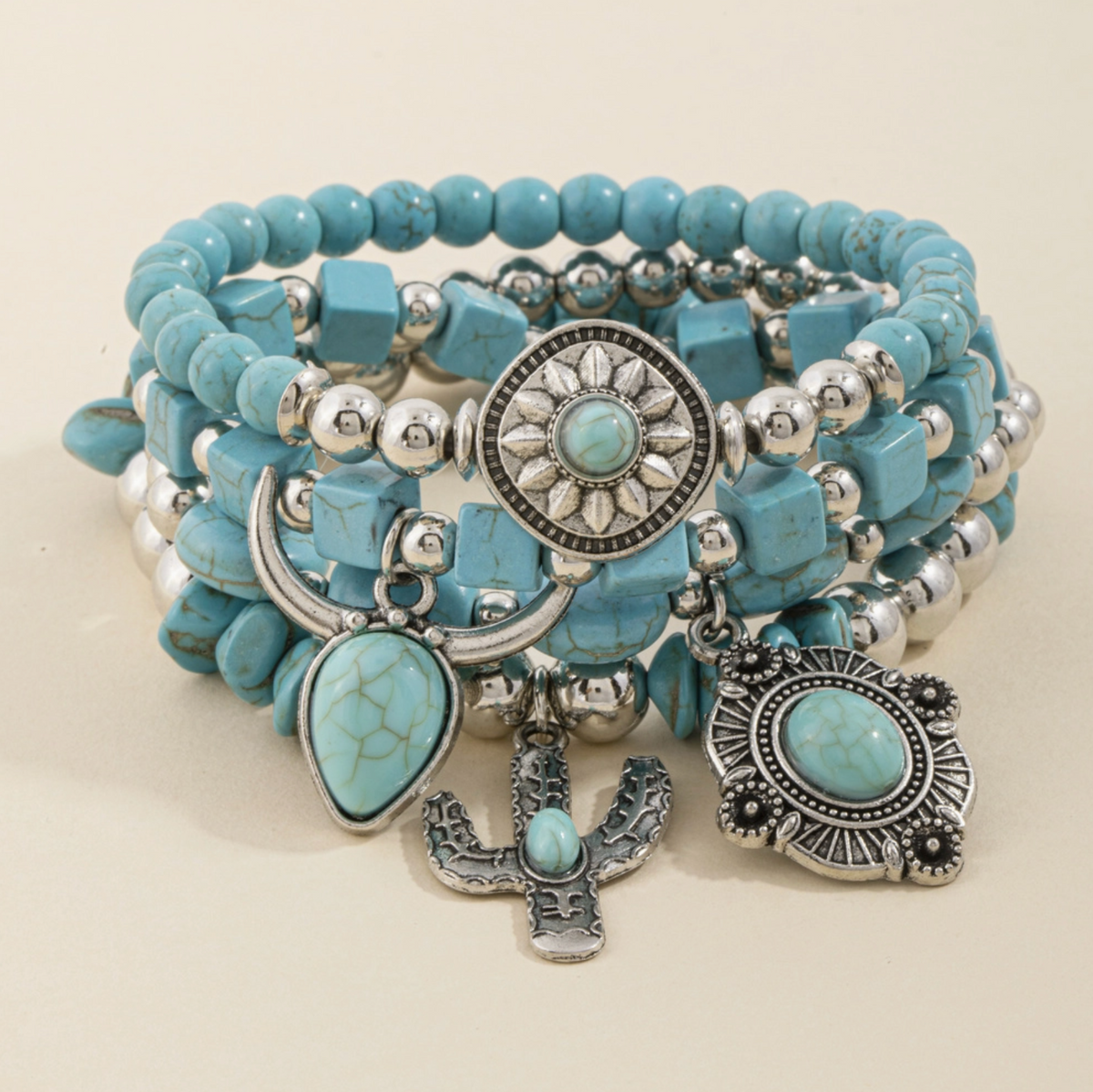 Anarchy Street: Turquoise Concho & Cactus Bracelet Set