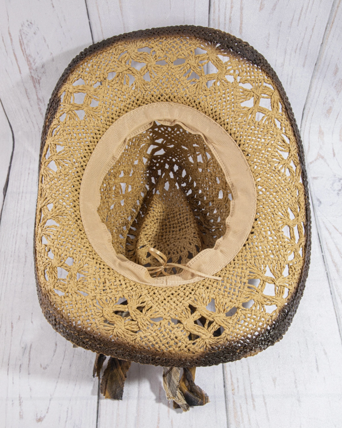 Anarchy Street: Lattice Weave Cowboy Hat with Plaid Braided Band