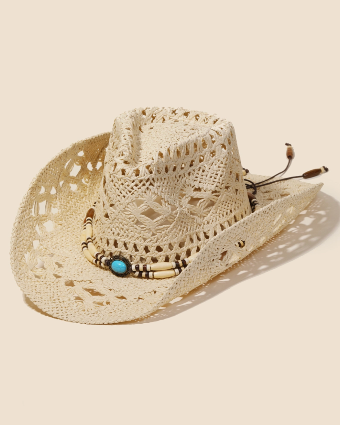 Anarchy Street: Straw Braided Beaded Strap Cowboy Hat