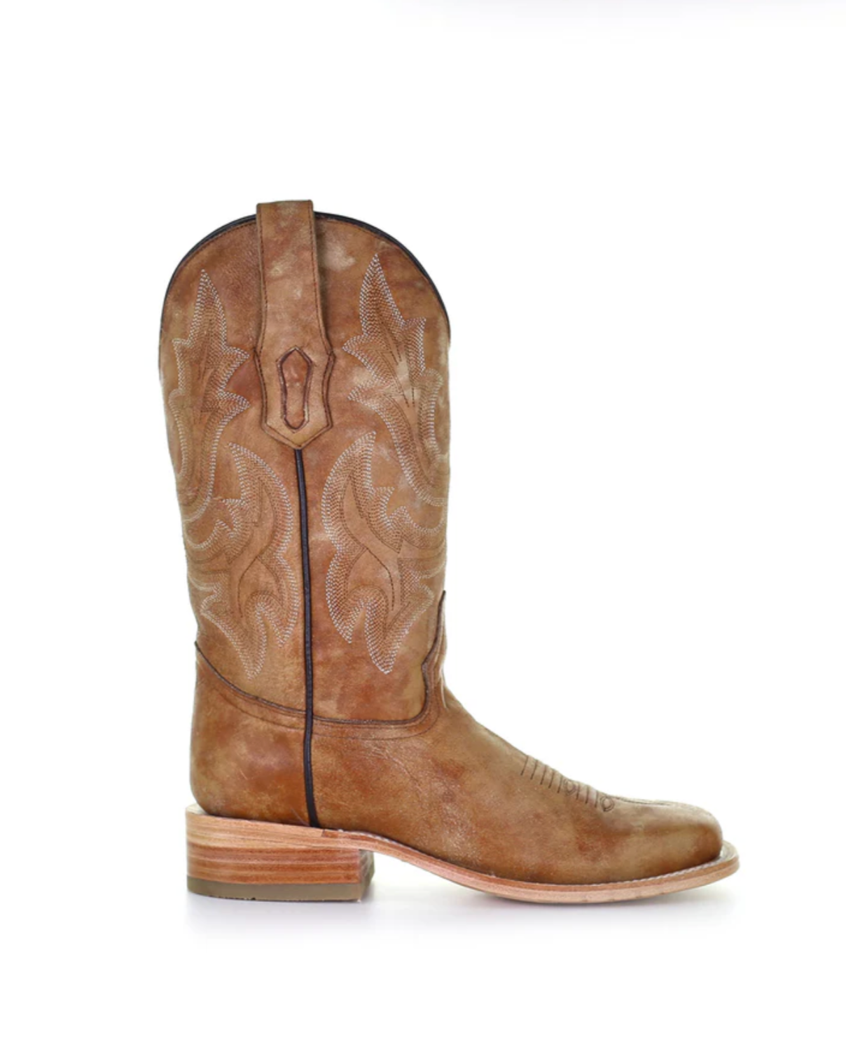 Corral: Woman's Square Toe Leather Cowboy Boots in tan with tan western stitching - Texas Western New Zealand