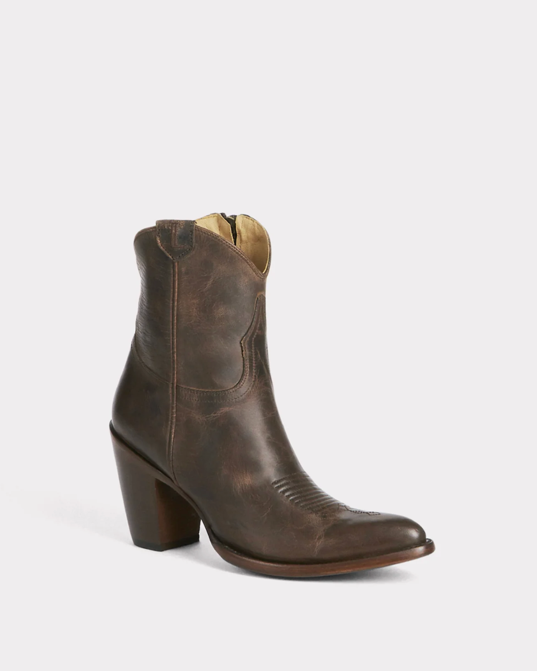 Lucchese: "Violet" Womans Leather Cowhide Ankle Cowboy Boots in the colour Chocolate with a zipper - Texas Western New Zealand