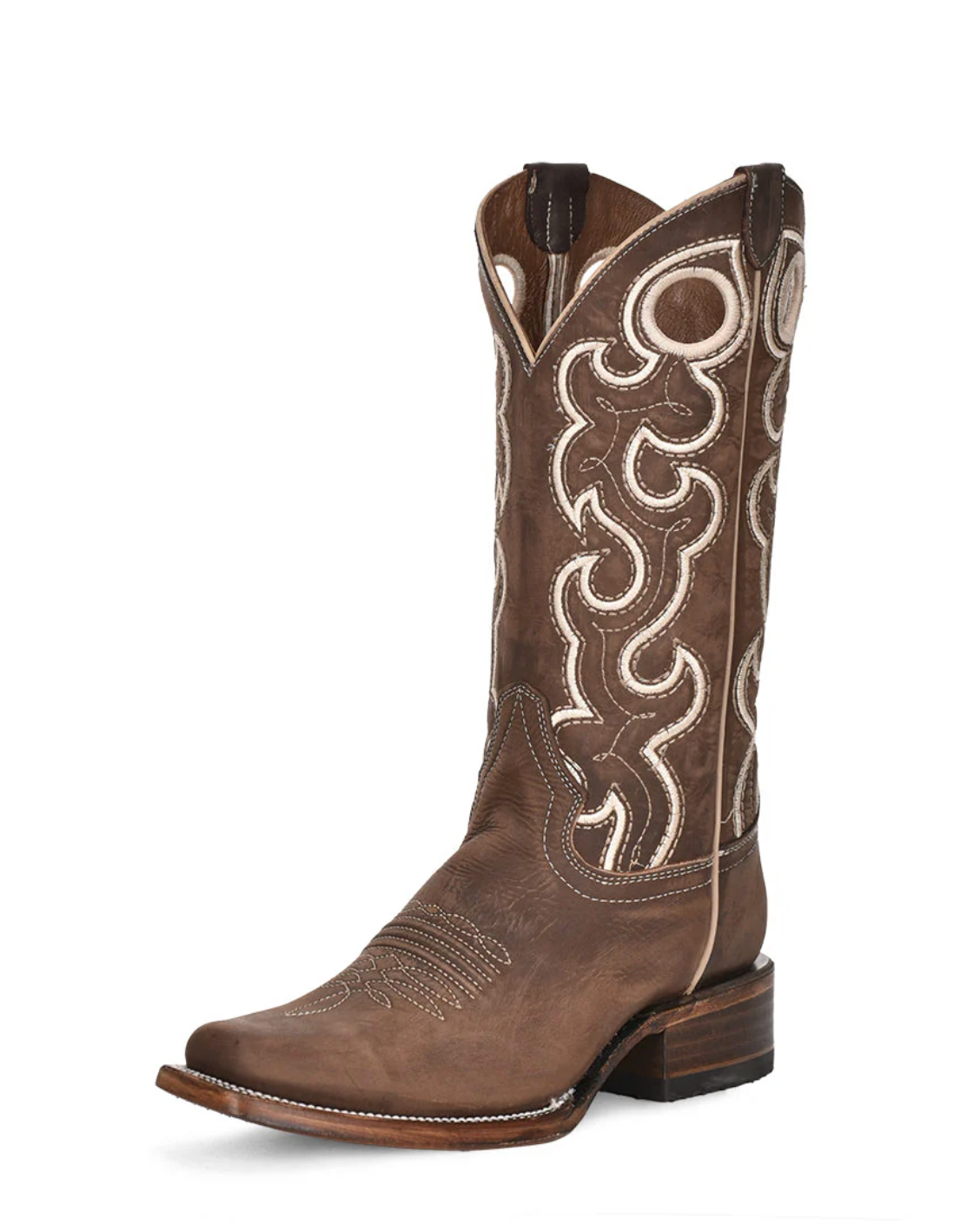 Circle G: Ladies Leather Cowboy Boots in the colour chocolate with White Western Stitching and Cutouts - Texas Western New Zealand