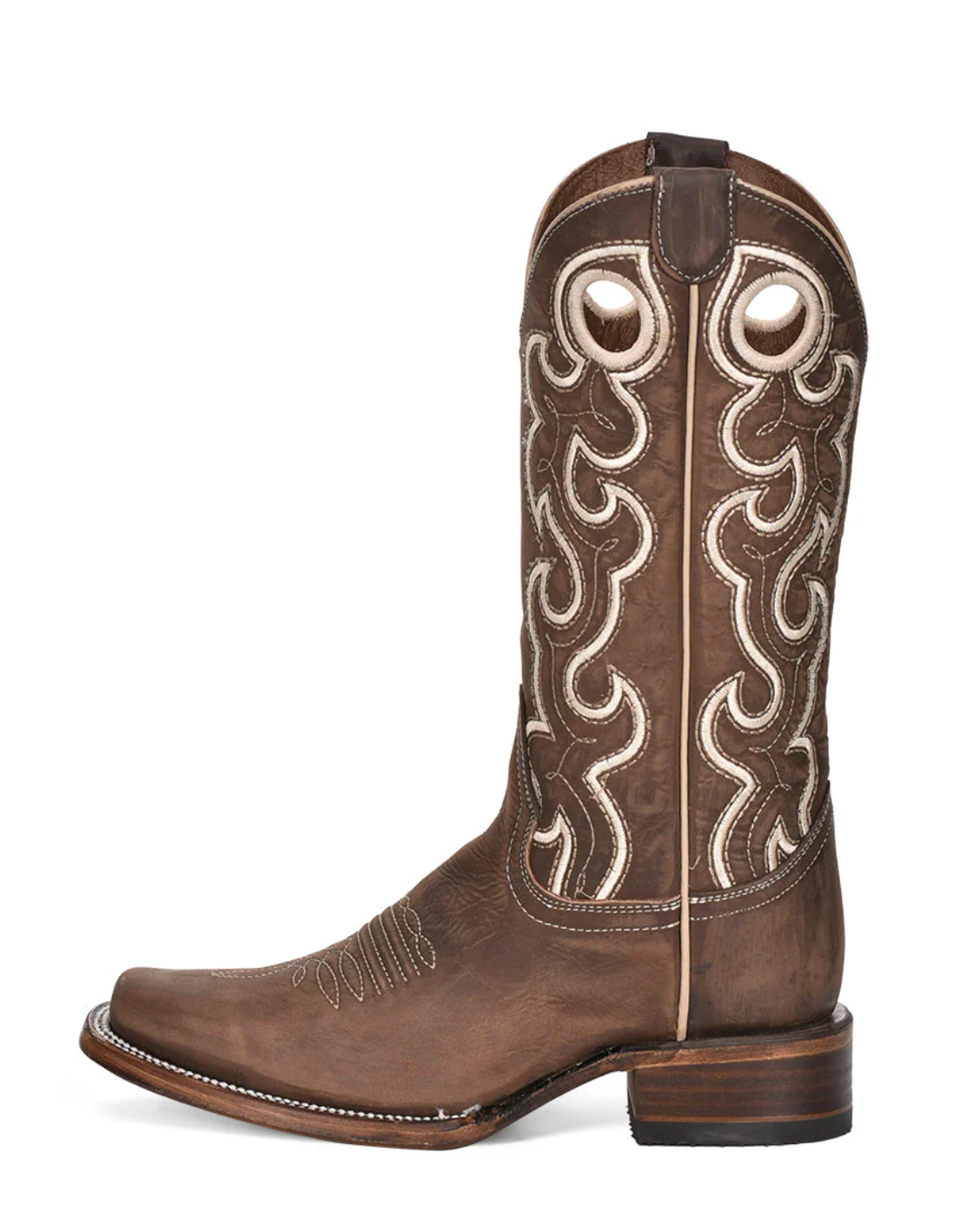 Circle G: Ladies Leather Cowboy Boots in the colour chocolate with White Western Stitching and Cutouts - Texas Western New Zealand