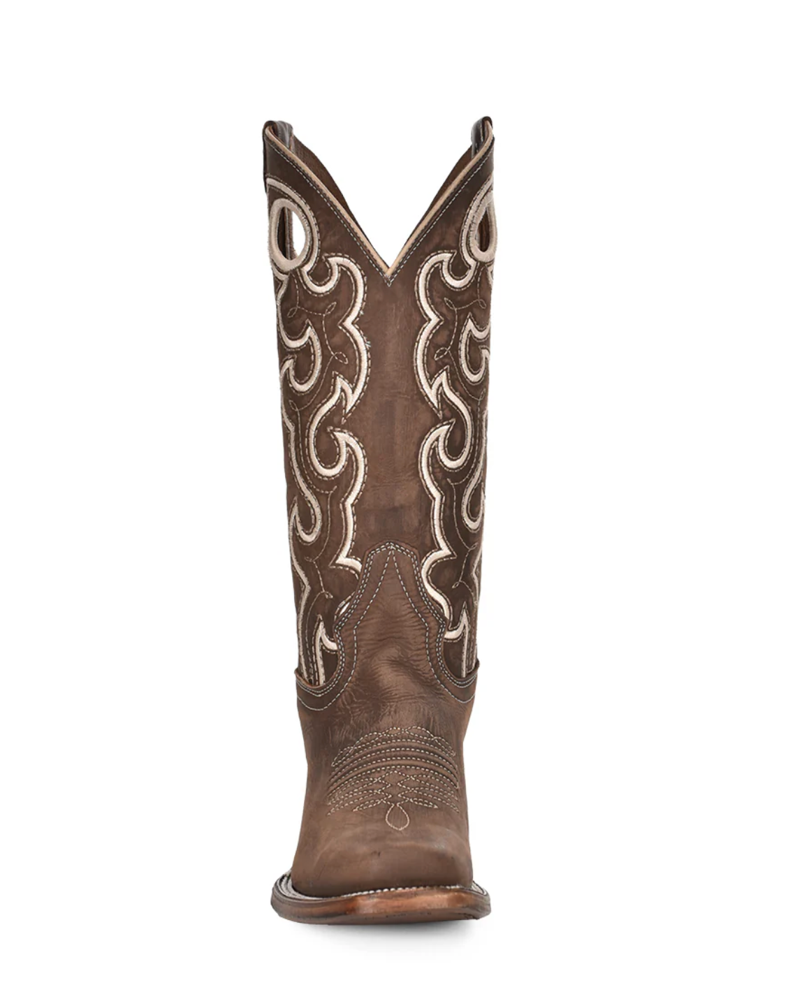Circle G: Ladies Leather Cowboy Boots in the colour chocolate with White Western Stitching and Cutouts - Texas Western New Zealand