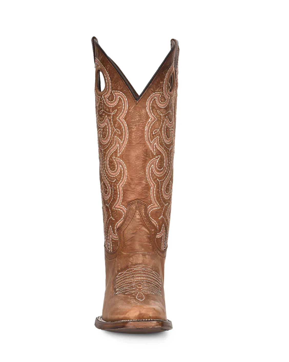 Circle G: Woman's Leather Cowboy Boots in Brown with Tan Western Stitching and Cut Outs - Texas Western New Zealand
