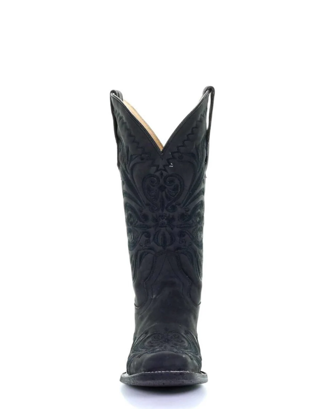 Circle G: Ladies Black Leather Cowboy Boots with a narrow square toe and black western stitching - Texas Western New Zealand