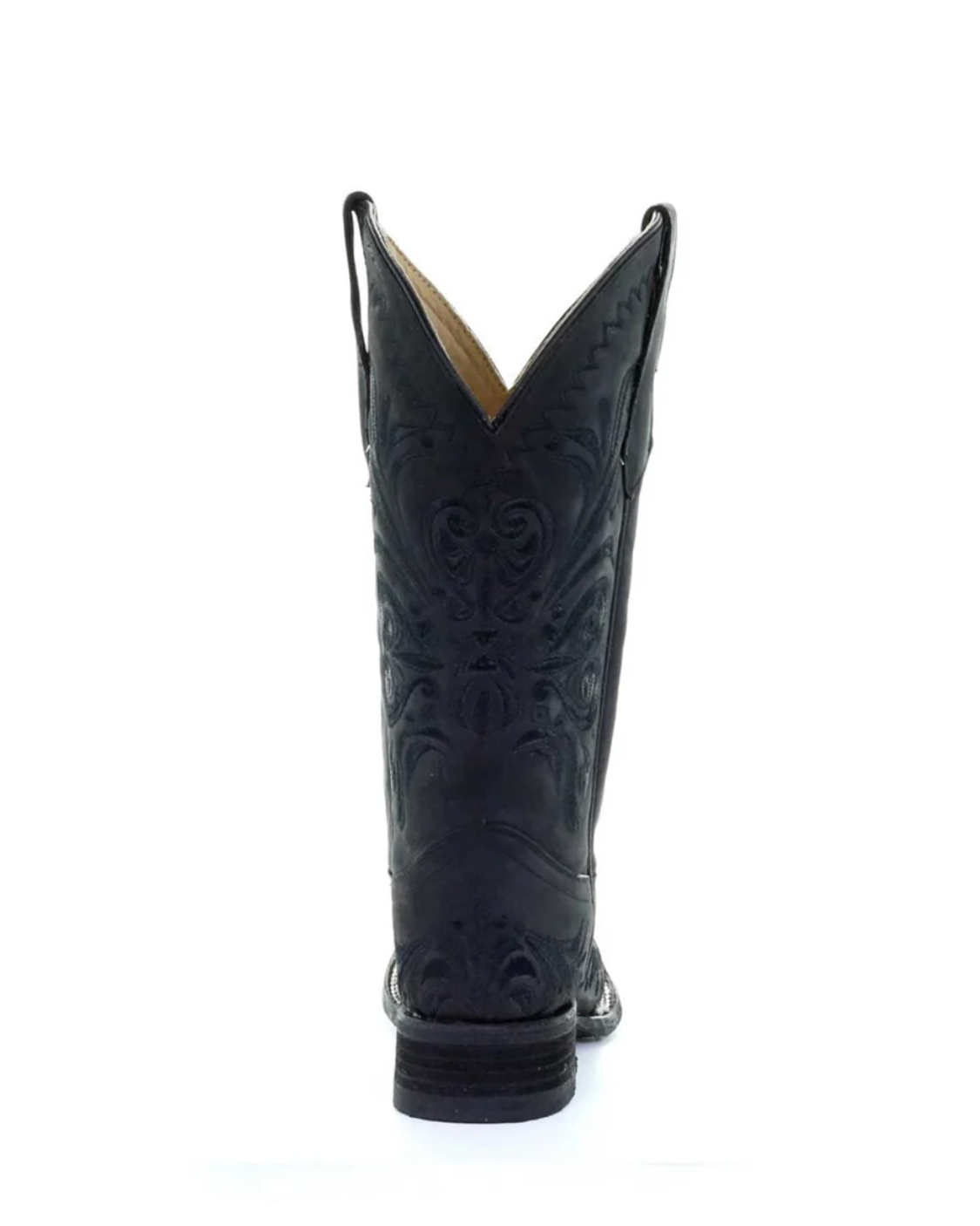 Circle G: Ladies Black Leather Cowboy Boots with a narrow square toe and black western stitching - Texas Western New Zealand