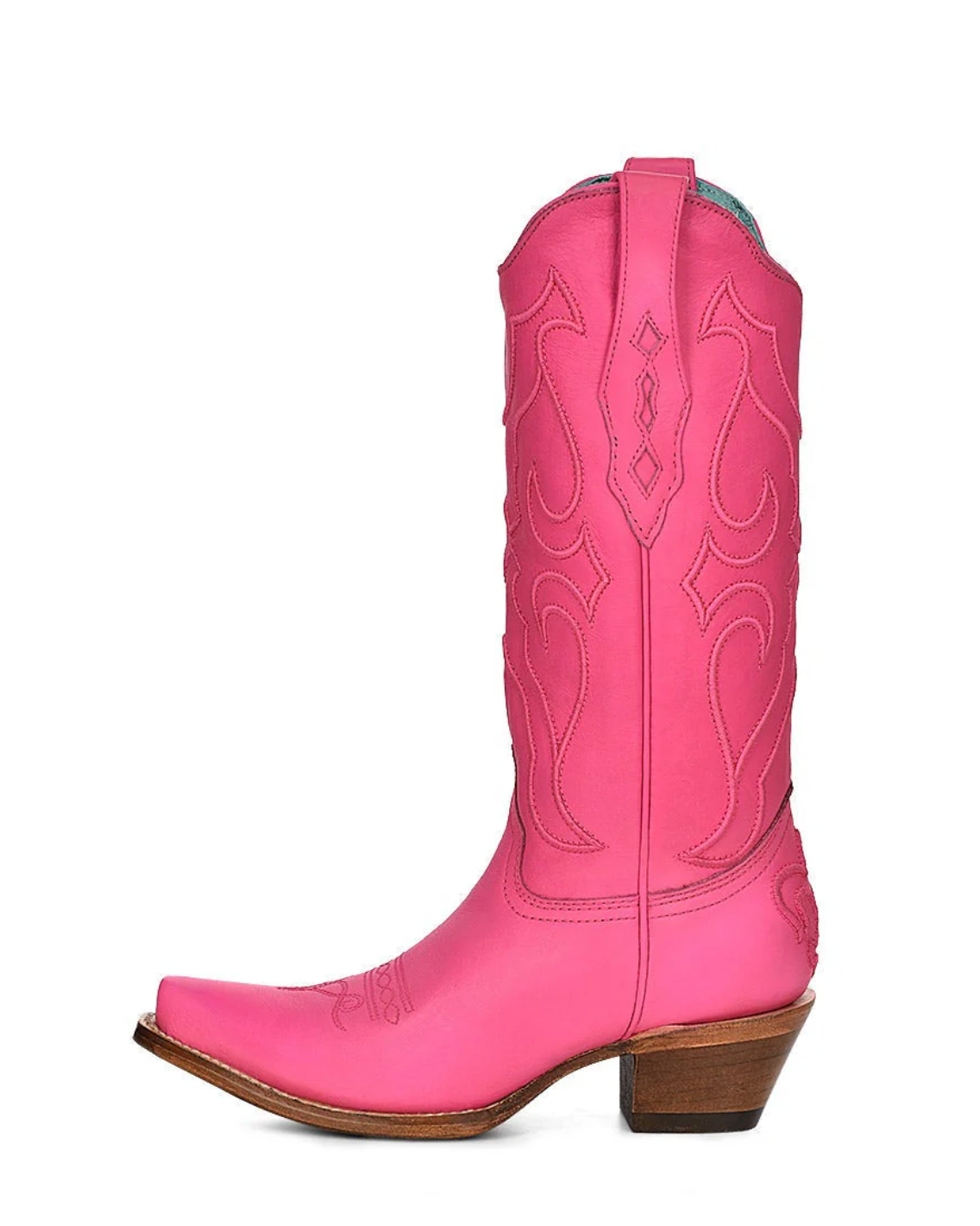 Corral: Womans Snip Toe Leather Cowboy Boots in Hot Pink with Western Stitching - Texas Western New Zealand
