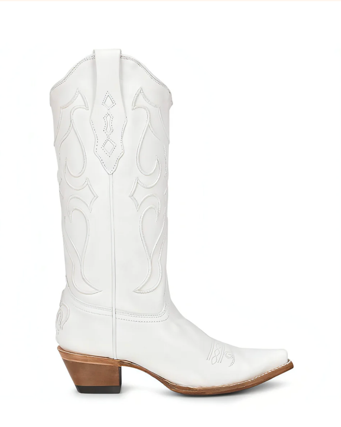 Corral: Women's White Leather Cowboy Boots with a Snip Toe and white western stitching - Texas Western New Zealand