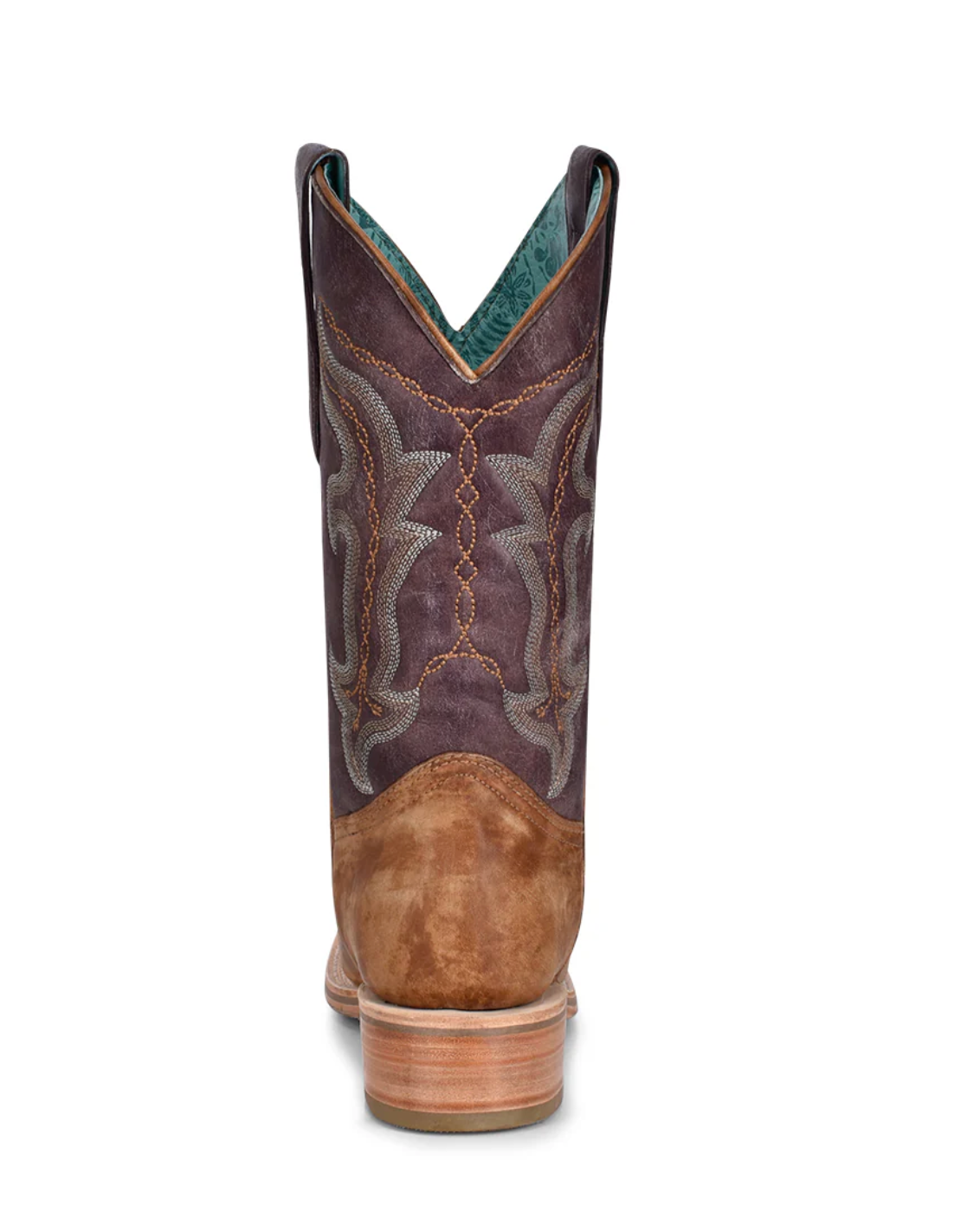 Corral: Woman's Leather Square Toe Cowboy Boots in Sand & Purple with Western Stitching - Texas Western New Zealand