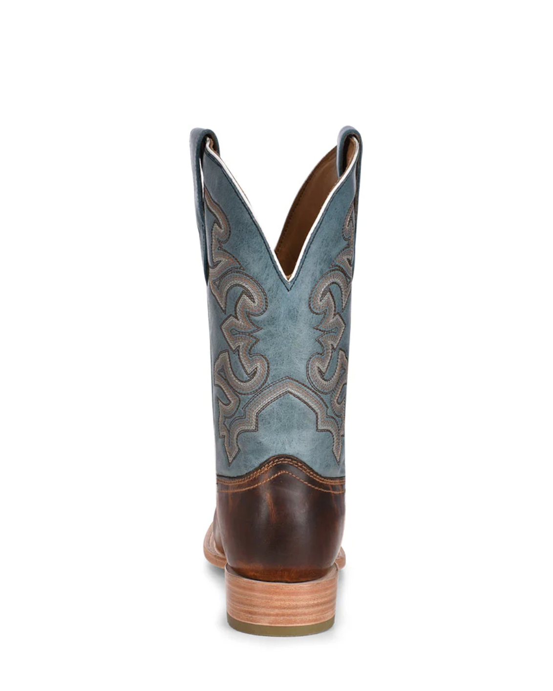 Corral: Mens Square Toe Leather Cowboy Boots in Brown with a blue shaft and western stitching/embroidery - Texas Western Apparel New Zealand 