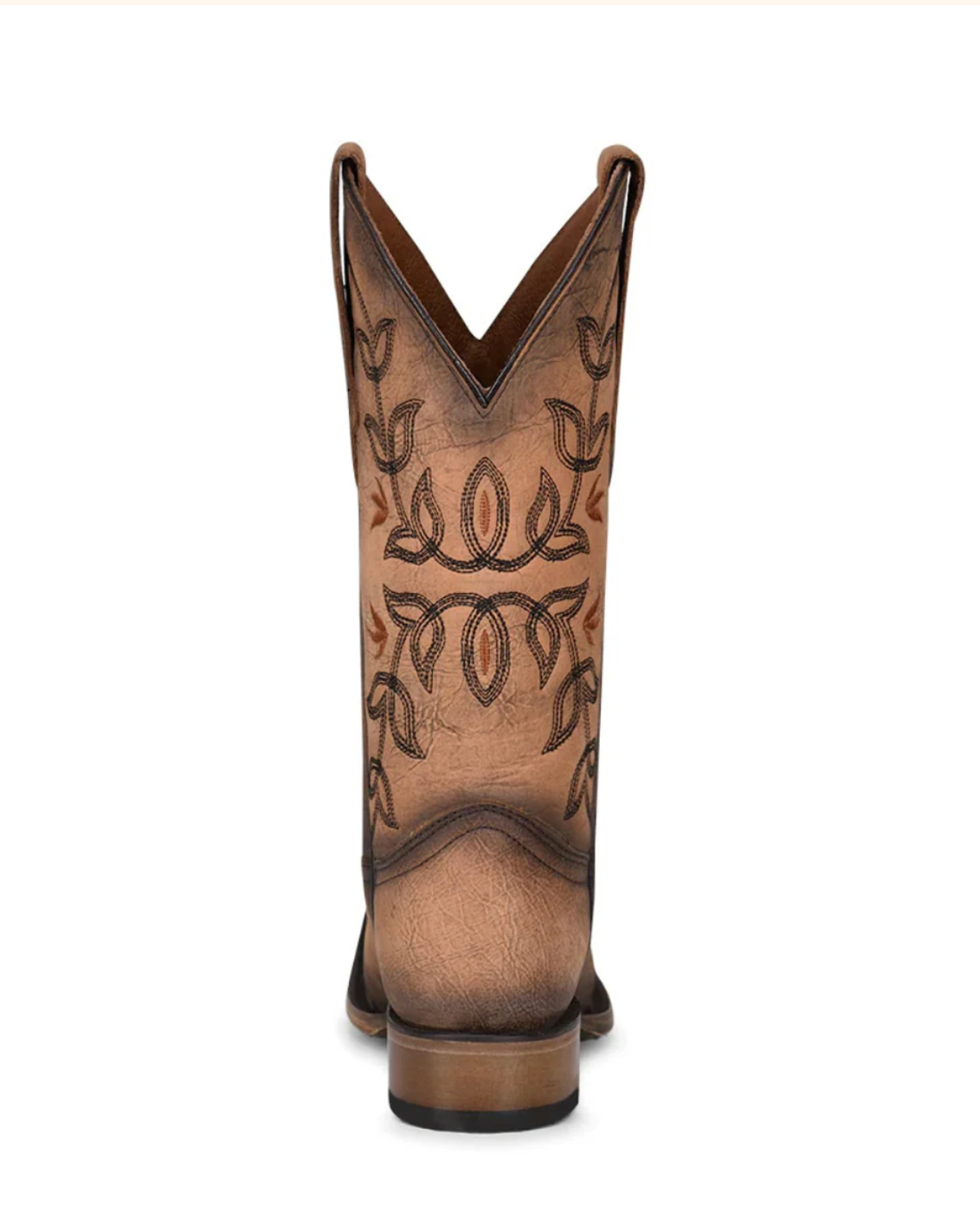 Circle G: Womans Leather Square Toe Cowboy Boots with Flowered Embroidery in Tan/Brown - Texas Western New Zeland