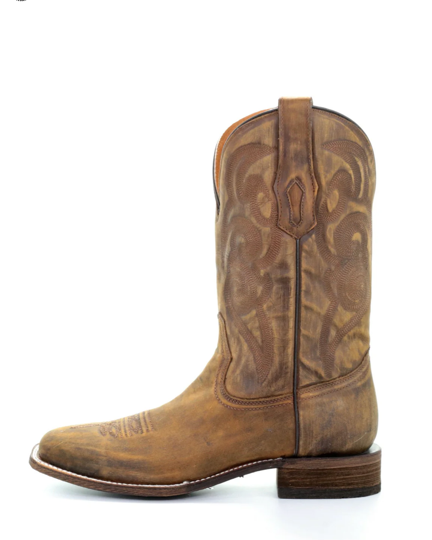 Corral: Men's "Golden Western Embroidery" Square Toe Leather Cowboy Boots in washed brown - Texas Western New Zealand 