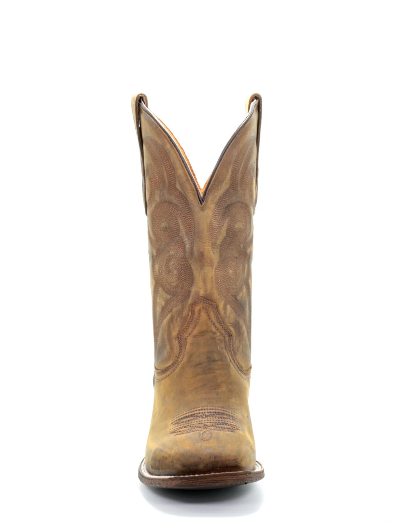 Corral: Men's "Golden Western Embroidery" Square Toe Leather Cowboy Boots in washed brown - Texas Western New Zealand 