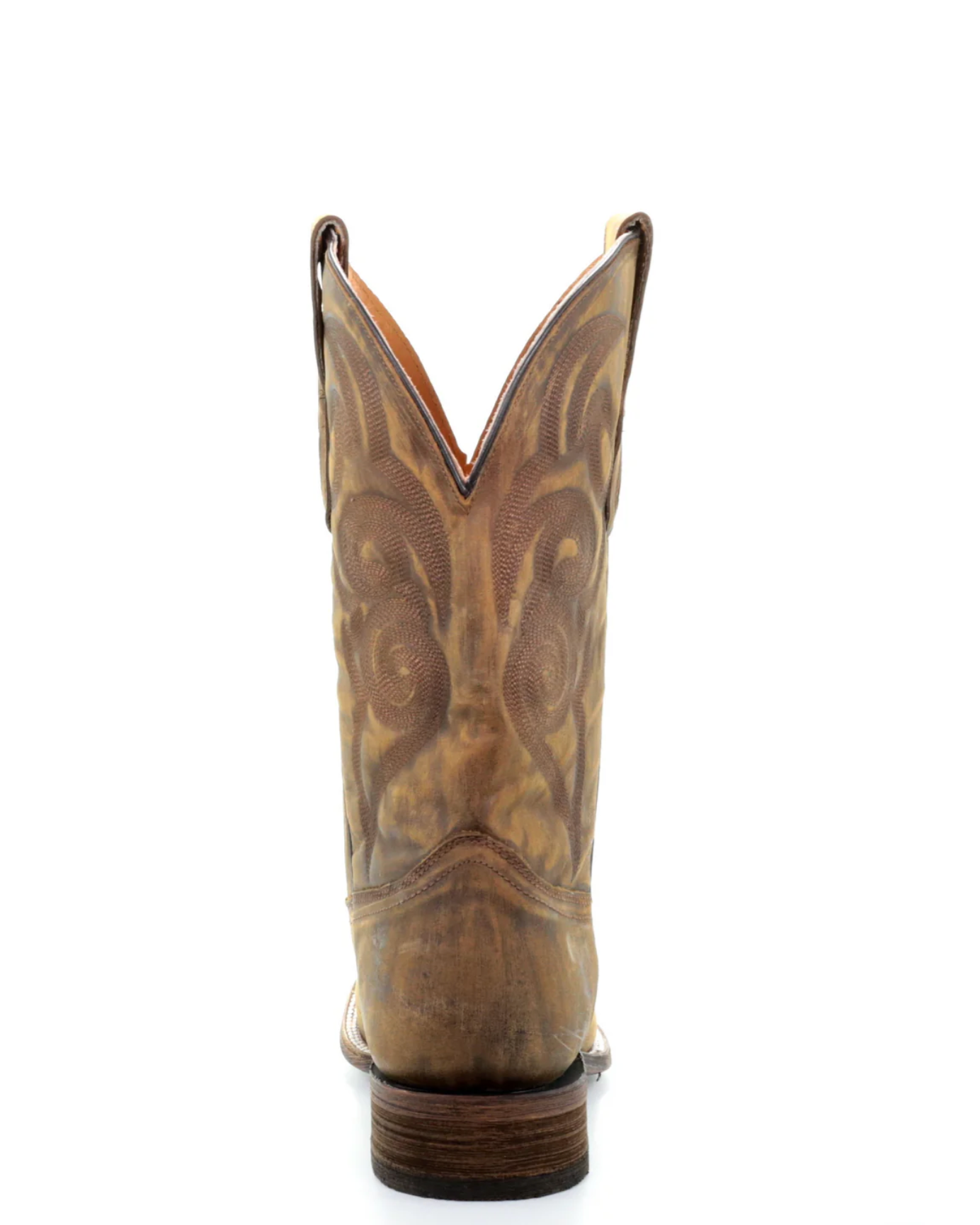 Corral: Men's "Golden Western Embroidery" Square Toe Leather Cowboy Boots in washed brown - Texas Western New Zealand 