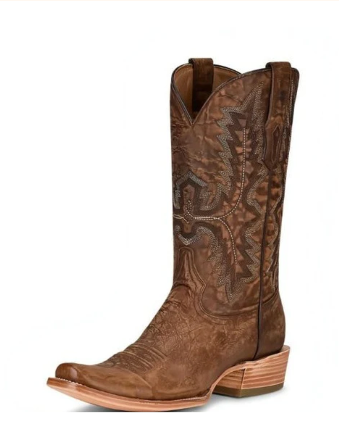 Corral: Men's narrow square toe leather cowboy boots in chocolate brown with western embroidery - Texas Western New Zealand 