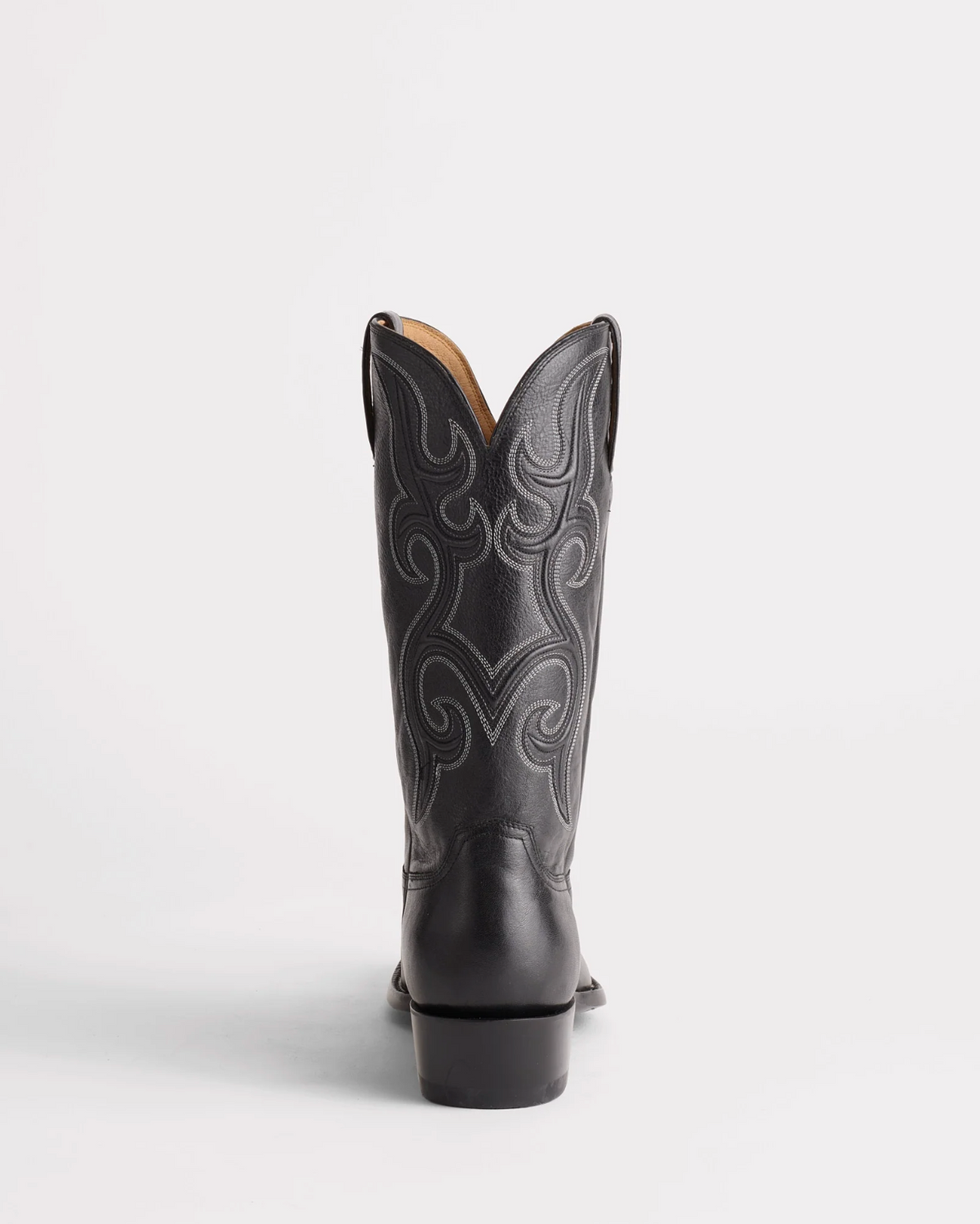 Lucchese: Mens "Baker" Black Leather Cowboy Boots with a detailed western stitch pattern - Texas Western New Zealand