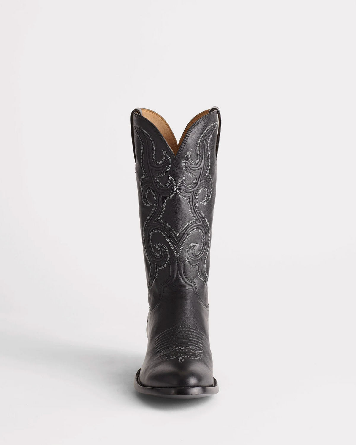 Lucchese: Mens "Baker" Black Leather Cowboy Boots with a detailed western stitch pattern - Texas Western New Zealand