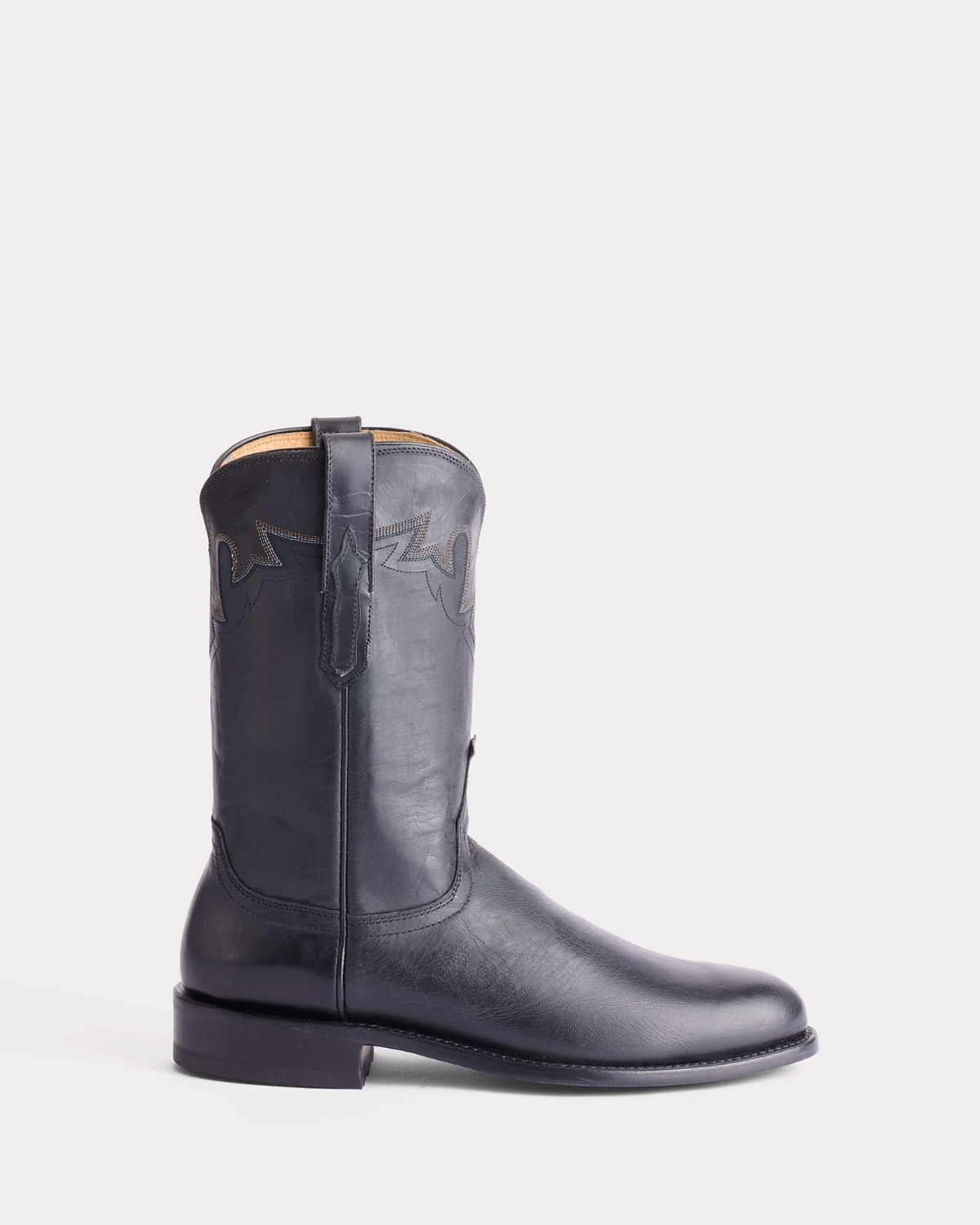 Lucchese: Men's "Sunset" Roper MAde Dog Goat Leather Cowboy Boots in Black handmade in Texas - Texas Western Apparel New Zealand