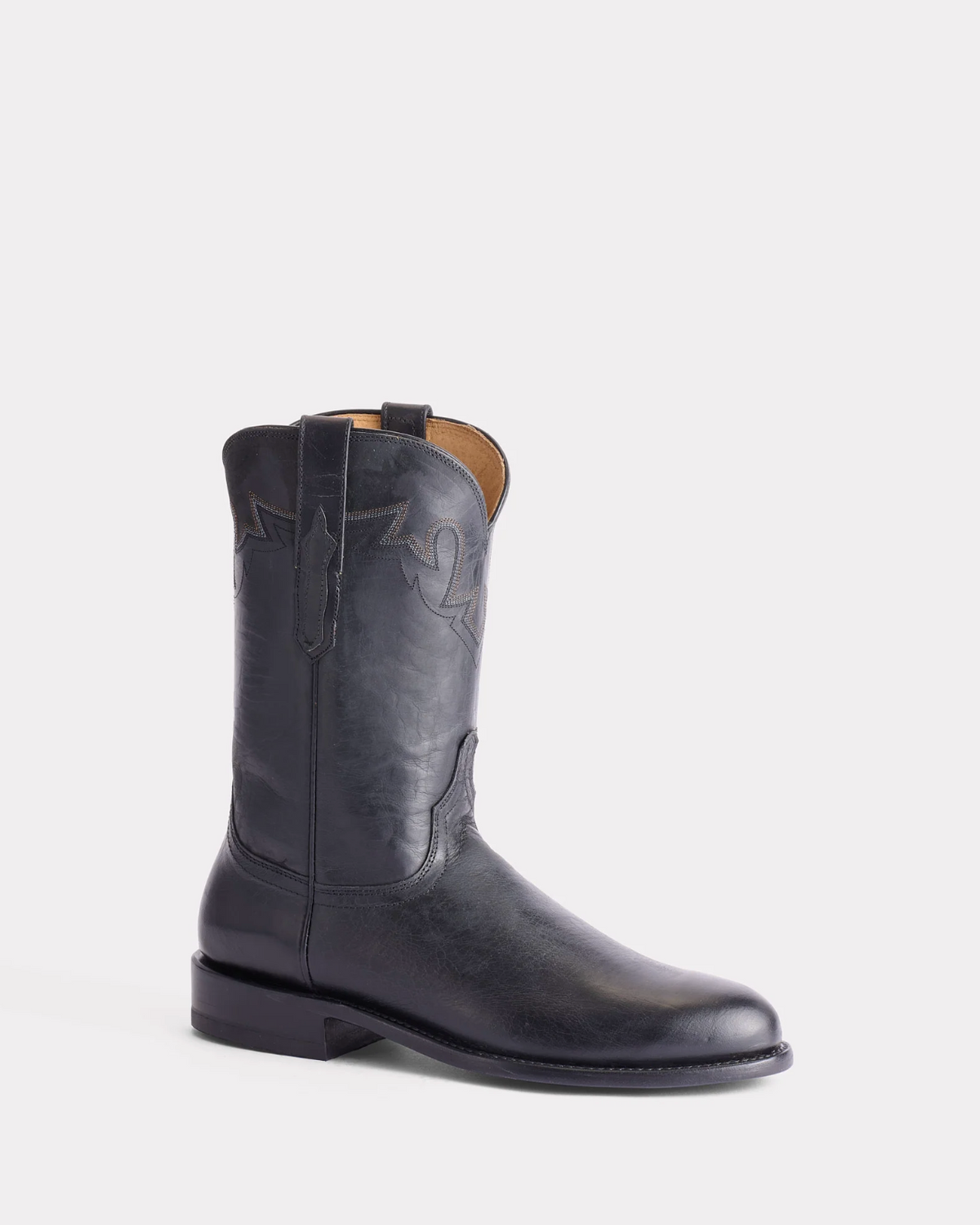 Lucchese: Men's "Sunset" Roper MAde Dog Goat Leather Cowboy Boots in Black handmade in Texas - Texas Western Apparel New Zealand
