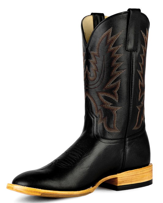 Horse Power: Mens Round Toe Black Leather Cowboy Boots with an Western Stitching - Texas Western Apparel New Zealand