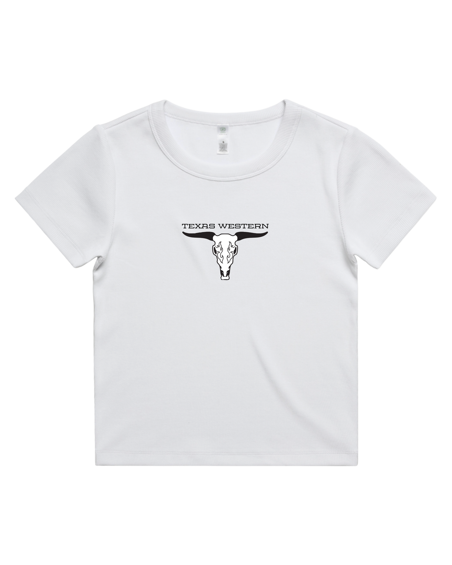 Texas Western Apparel ribbed White Tee Shirt with Texas Western Embroidery on the front - New Zealand